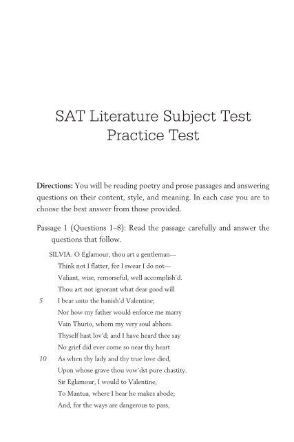 how hard is the literature subject test|sat literature practice test.